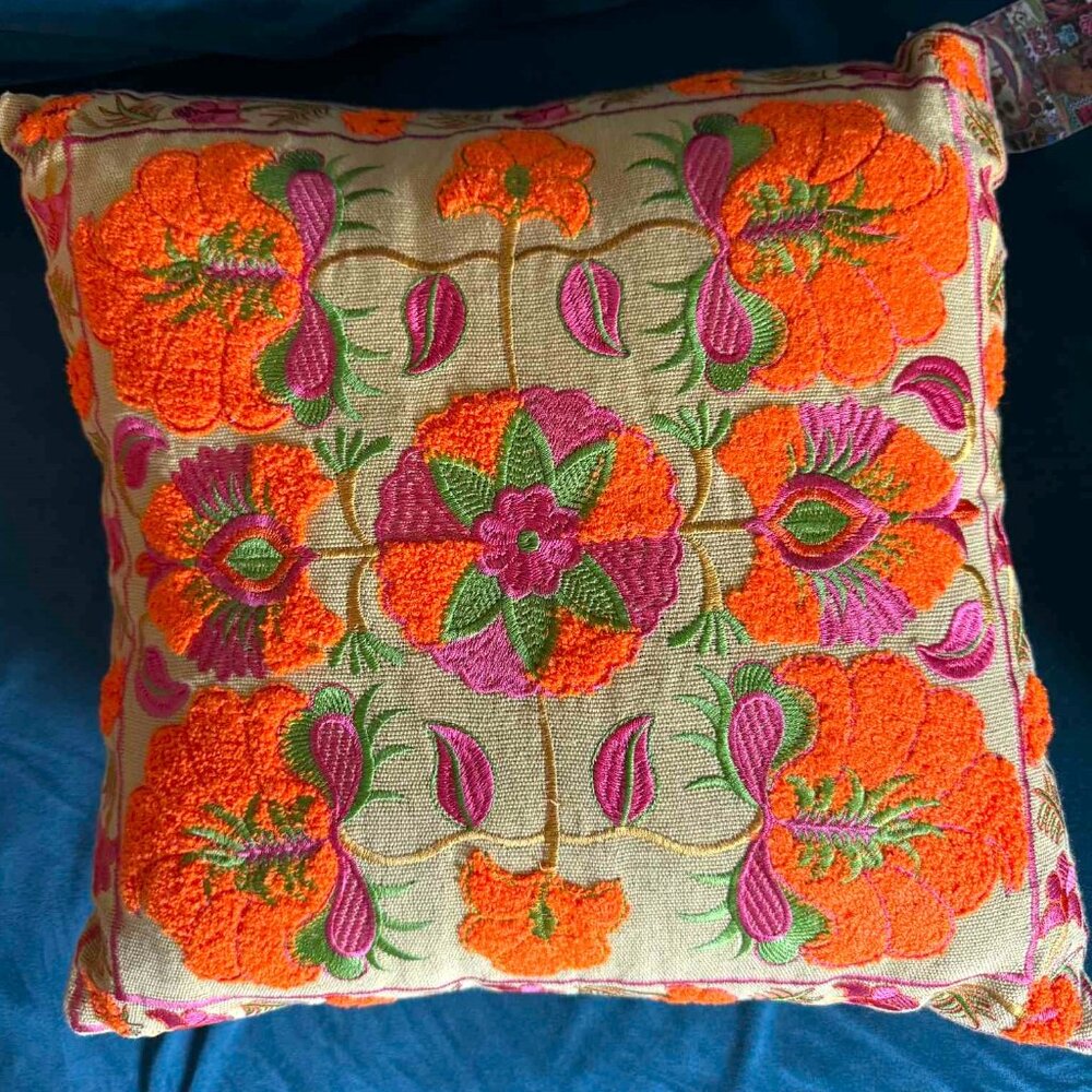 NWT Khaadi Home Embroidered Boho Pillows (Set of 2) - WITH INSERTS